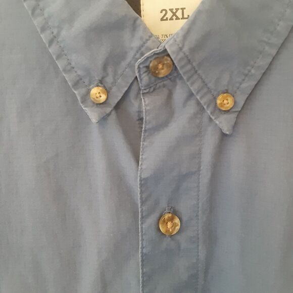 Dickies Mens 2XL Shirt Short Sleeve Button Up Cotton Blend Blue Work Vented - Picture 3 of 9
